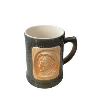 Vintage Ceramic Mug with Embossed Portrait